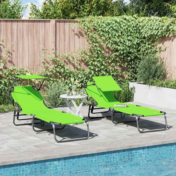 vidaXL Klappbare Sonnenliege 2 pcs Grün 190 x 57 x 81 cm Oxford 42003138