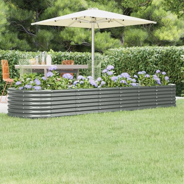 vidaXL Hochbeet Verzinkter Stahl 296x80x36 cm Grau 318924
