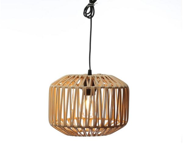 MARELIDA Hängeleuchte LED Lampenschirm aus Kunststoffseil für Terrasse Balkon 24,5cm Timer, LED Classic, warmweiß (2100K bis 3000K)