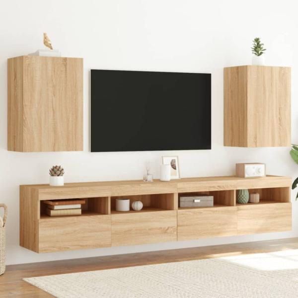 vidaXL TV-Wandschränke 2 Stk. Sonoma-Eiche 40,5x30x60 cm Holzwerkstoff 836915