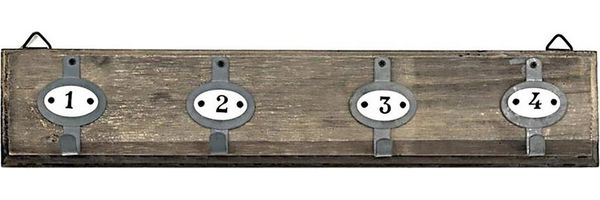 HTI-Living Garderobenleiste Garderobenleiste Holz Kolony (Stück, 1 St, 1 Garderobenleiste mit 4 Haken), Hakenleiste Flurgarderobe