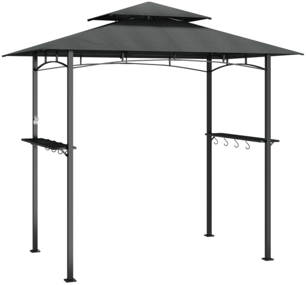 vidaXL Grillpavillon mit Seitenregalen Anthrazit 240x150x243 cm Stahl 360140