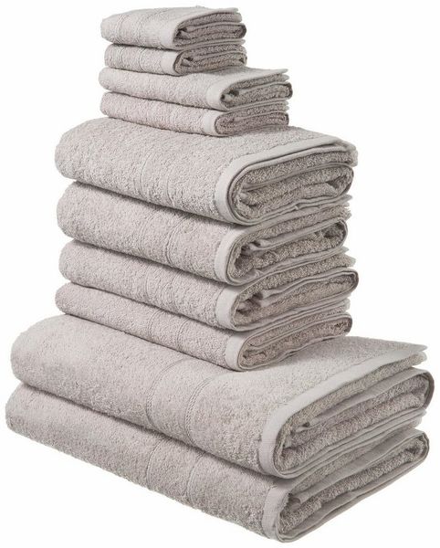 OTTO home Handtuch Set Inga, Duschtücher, Handtücher, Gästetücher, Seiftücher, Walkfrottier (10-St), Handtücher mit feiner Bordüre, 100% Baumwolle, einfarbig, weich