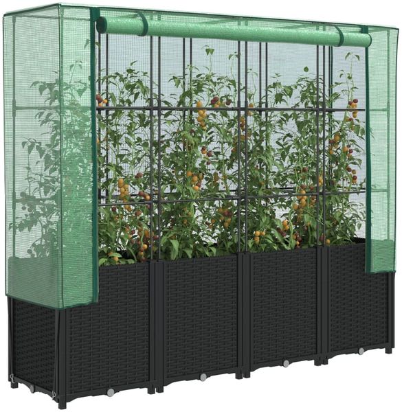vidaXL Hochbeet mit Gewächshausabdeckung Rattanoptik 160x40x153 cm 4015817