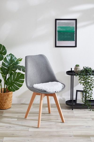 andiamo Kunstfell 4er Set Sitzkissen Alpa gemütliche Sitzunterlage 35mm Florhöhe weich und flauschiges Dekofell weiß 34 cm rund