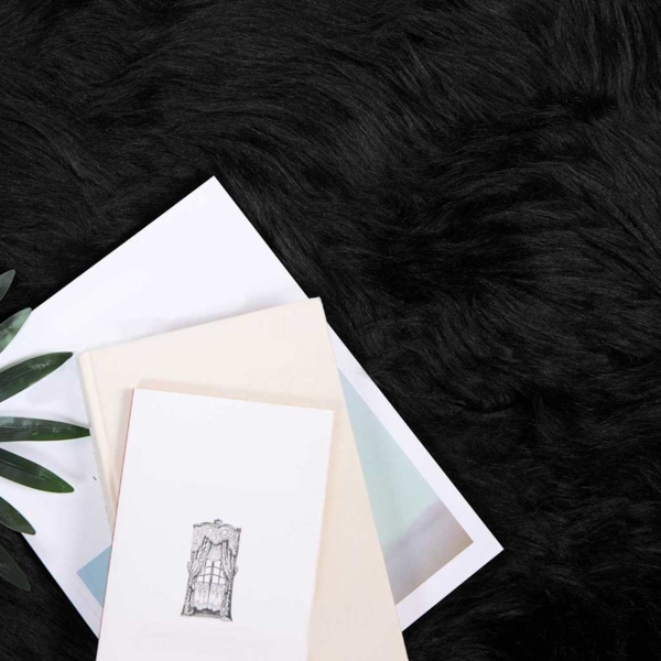 vidaXL Kunstschaffell Teppich Schwarz 240 x 340 cm Polyester 42021574