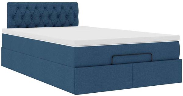 vidaXL Ottomane Bett mit Matratze & LEDs Blau 120x200 cm Stoff 3312387 Bild 7
