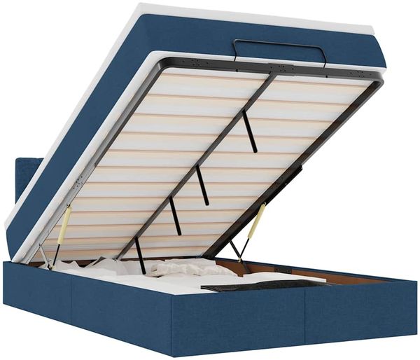 vidaXL Ottomane Bett mit Matratze & LEDs Blau 120x200 cm Stoff 3312387 Bild 2