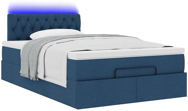 vidaXL Ottomane Bett mit Matratze & LEDs Blau 120x200 cm Stoff 3312387 Bild 6