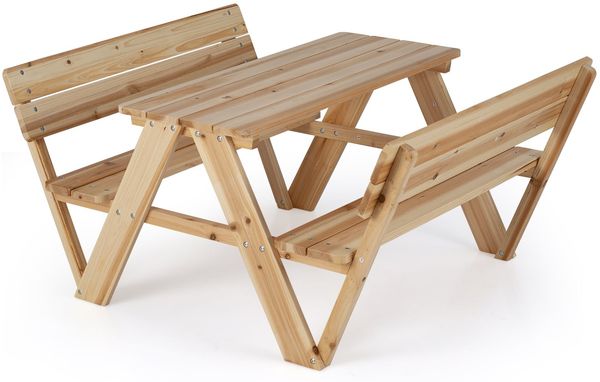 Kinder Picknicktisch Outdoor Kindersitzgruppe mit Tisch & 2 Sitzbänken Holz Kindersitzgarnitur
