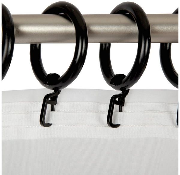 Bestlivings Gardinenstange, 1-läufig, Gardinenring - schwarz - Ø40mm, Gardinenring (silber) Ø40mm , Gardinenringe Ø40mm inkl. Faltenleghaken