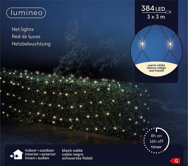 Kaemingk LED Lichternetz 384 Lichter 300x300 cm schwarz