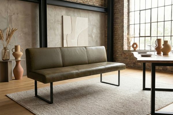 KAWOLA Esszimmerbank ELEEN Leder olivgrün 223cm 85 x 69 x 223 cm