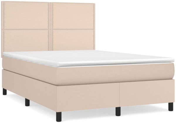 vidaXL Boxspringbett Matratze Cappuccino-Braun 140x190cm Kunstleder 3142784