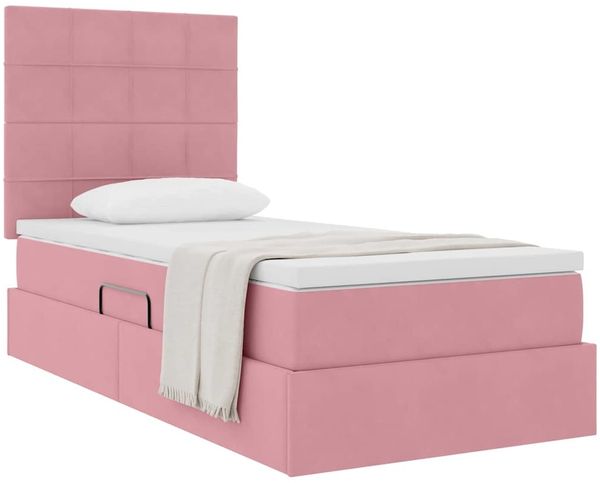 vidaXL Aufbewahrungsbett mit Matratze Rosa 100 x 200 cm Samt 3372014 Bild 3