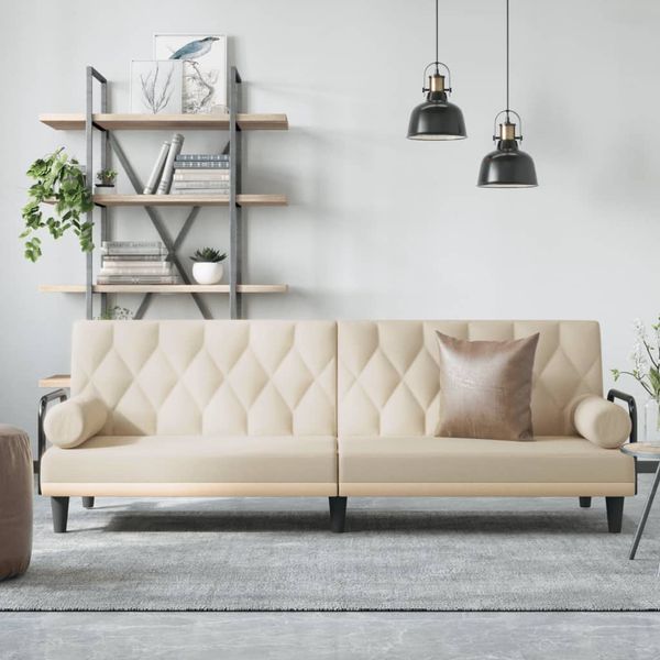 vidaXL Schlafsofa mit Armlehnen Creme Stoff 351940