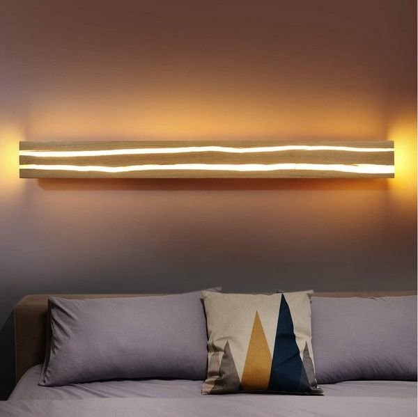 Nettlife Wandleuchte Wandleuchte Holzoptik 50cm LED fest integriert, Nicht Drehbar, LED fest integriert, warmweiß, Schlafzimmer Flur Treppe