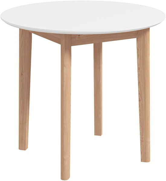 Esstisch, Runder Küchentisch für 2 Personen, Esszimmertisch mit Landhaus-Stil, für Wohnzimmer, Massivholz, Ø75 x 76 cm, Weiß