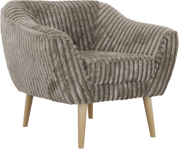 Polstersessel PIRS 1 skandinavischer Design 1-Sitzer, Sessel mit Wellenfederung, Buche Füße, Einzelsessel, Hoher Sitzkomfort - Hellbraun Cord Bild 6
