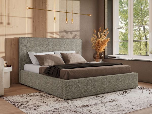 CORIVO CLASSIC Polsterbett mit Bettkasten & Stauraum, Doppelbett, inkl. Lattenrost, Metall-Hebeautomat mit Gasdruckfedern, mit Multipocket Matratze - Grau Strukture - ELORI LUX