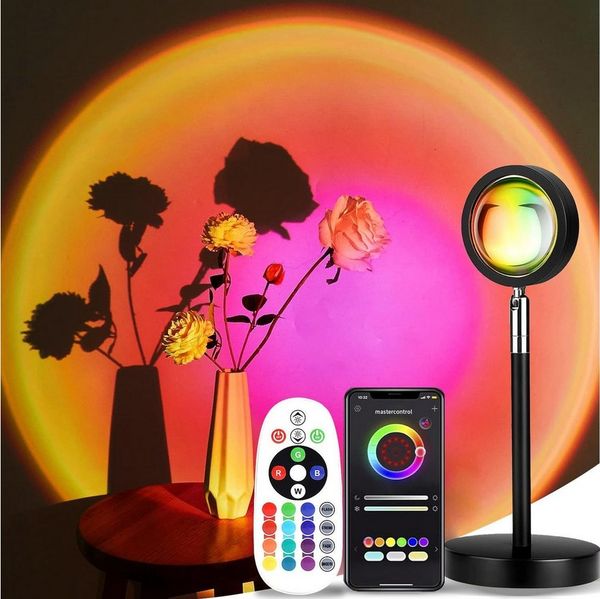 Ophy LED Nachtlicht LED Sonnenuntergang-Licht mit App-Steuerung – 16 Farben wechselnd, Projektor, Regenbogen-Effekt, perfekt für Raumfotografie & Partys