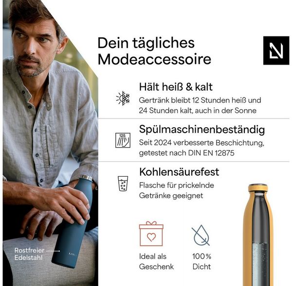 LARS NYSØM 'Ren' Thermoflasche, Mustard Yellow, 350 ml
