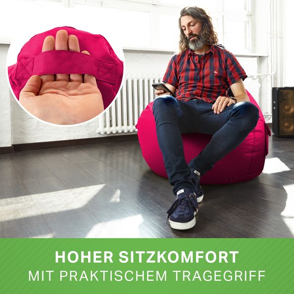 Green Bean® Sitzsack mit Rückenlehne, 230L Füllung waschbar, Polyester-PVC-Stoff pink, 80 x 70 x 90 cm Bild 7