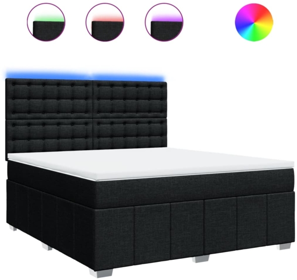 vidaXL Boxspringbett mit Matratze Schwarz 180x200 cm Stoff 3294063