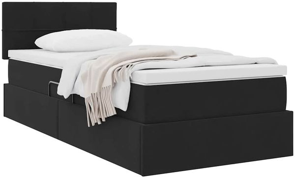 vidaXL Aufbewahrungsbett mit Matratze Schwarz 90 x 190 cm Samt 3370727 Bild 3
