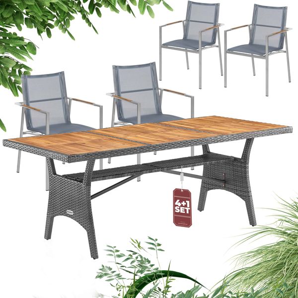 CASARIA® Gartenmöbel Set Holz Stapelbar Polyrattan Garten Terrasse