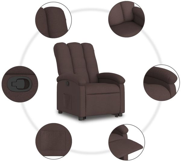 vidaXL Relaxsessel mit Aufstehhilfe Dunkelbraun Stoff 3204097 Bild 7