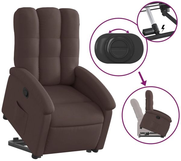 vidaXL Relaxsessel mit Aufstehhilfe Dunkelbraun Stoff 3204097 Bild 5