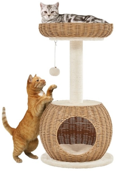 Yaheetech Kratzbaum, Katzenmöbel Katzenkratzbaum mit Katzenhöhle Plüschball Katzenkorb Bild 4