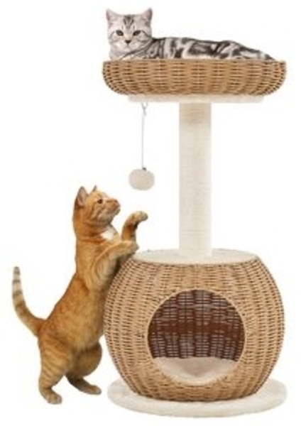 Yaheetech Kratzbaum, Katzenmöbel Katzenkratzbaum mit Katzenhöhle Plüschball Katzenkorb Bild 6