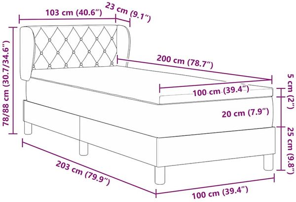 vidaXL Boxspringbett mit Kopfteil Dunkelgrün 100 x 200 cm Samt 3340325 Bild 10