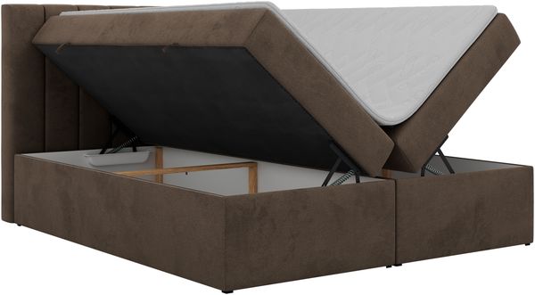 Boxspringbett ALVER 180x200 mit zwei Bettkasten & Stauraum, inkl. Matratze H3, Topper T25, Federautomaten & gepolstertes Kopfteil - Braun Velvet Bild 4