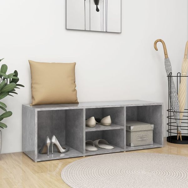 vidaXL Schuhbank Betongrau 105x35x35 cm Holzwerkstoff 804467