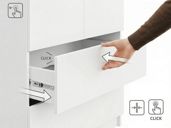Beautysofa Kleiderschrank Zweitüriger mit Drehtürenschrank LOOK (Breite: 90 cm, Modernes TIP-ON Öffnungssystem (griffloses Öffnen möglich) Erhältlich mit oder ohne Schubladen
