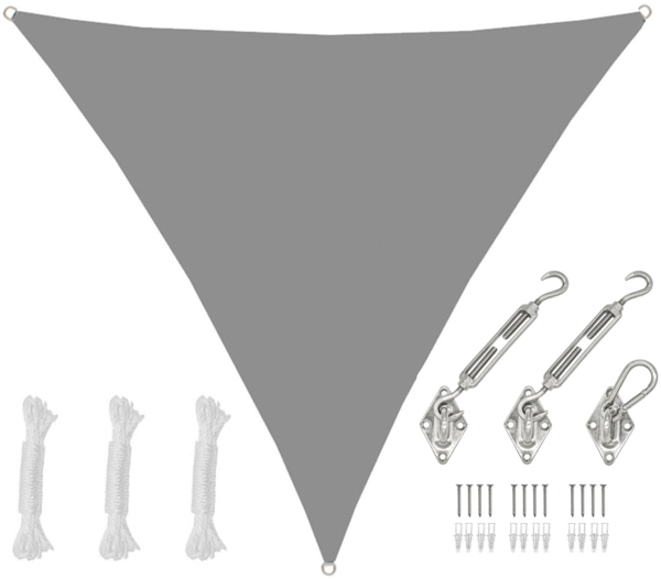 2x2x2m Sonnensegel Wasserdicht mit Befestigung Grau