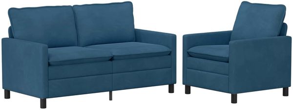 vidaXL Sofa Set 2 pcs Blau Samt 3417075 Bild 2