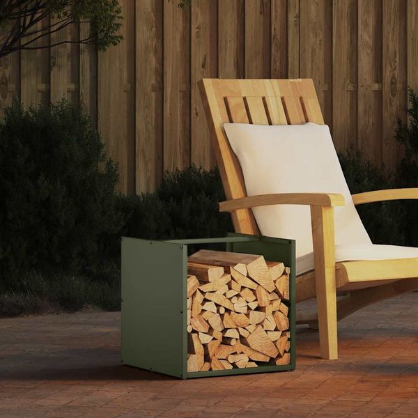vidaXL Brennholzregal Olivgrün 40x40x40 cm Kaltgewalzter Stahl 864240