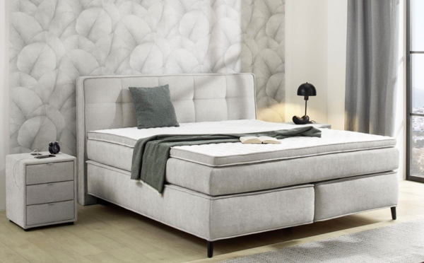 Jockenhöfer 'Capello' Boxspringbett, 180x200 cm, Flachgewebe Greige