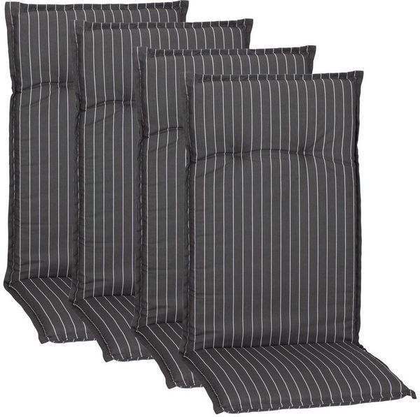 NYVI Hochlehnerauflage Hochlehner Auflagen 4er Set Barcelona - Gartenstuhlauflagen 118x50 cm, (4 St), Stuhlauflage, Sitzauflage mit Halteband, UV-fest, Streifen gestreift