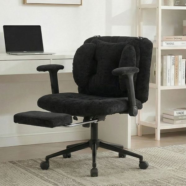 Leawin Drehstuhl Ergonomischer Bürostuhl mit Air-Lordosenstütze & breitem Sitz, Bequemer Schreibtischstuhl mit Rollen, weich gepolstert, 150 kg