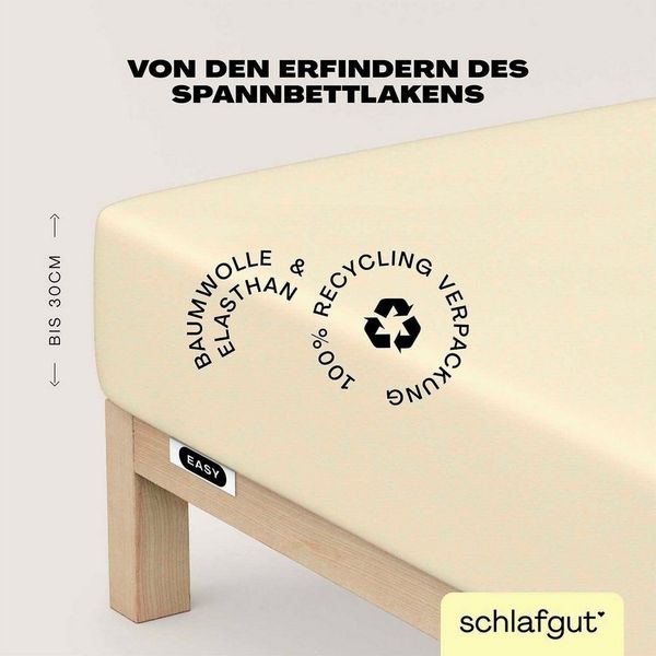 Schlafgut 'Easy' Spannbettlaken, MADE IN GREEN by OEKO-TEX®, Gummizug: rundum, Jersey Elasthan, Yellow Light, XL 180x200 cm - 200x220 cm