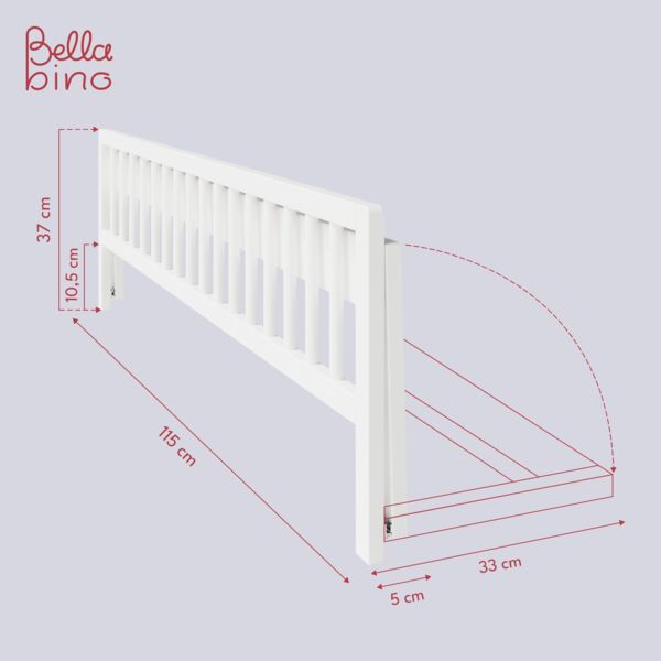 Bellabino 'Yuna' Bettschutzgitter, 37x115x33 cm, weiß lackiert, Kiefer Massivholz, Bettgitter für Kinderbetten Bild 3