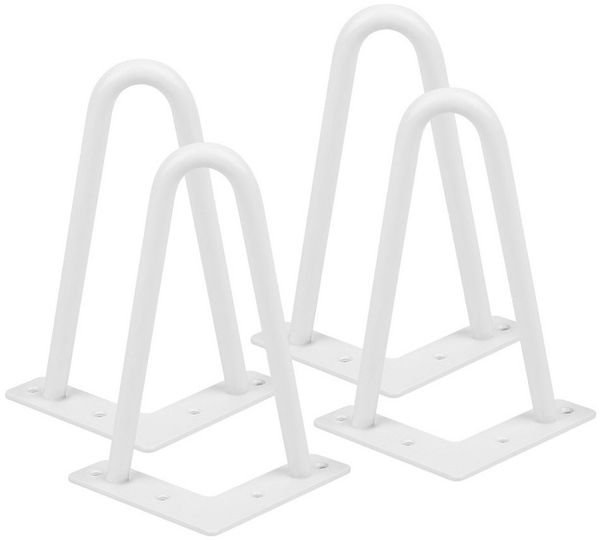 JEOBEST Tischbein 4er Set Haarnadel Tischbeine Metall, DIY Möbelfüße, Hairpin Legs, (2 Streben) mit Bodenschoner und Schrauben Verfügbar, Größenwahl