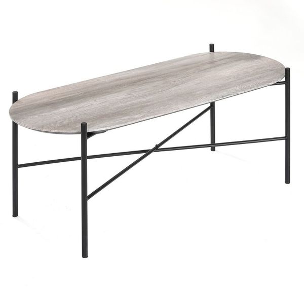 Moderner Couchtisch META 100cm Eichen-Optik schwarzes Metallgestell