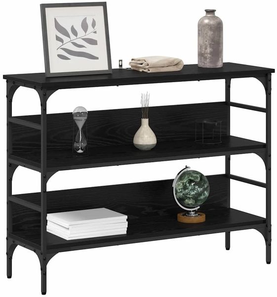 Konsolentisch, Beistelltisch, Konsole mit Regal Schwarz Eichen-Optik 100 x 32 x 75 cm Bild 3