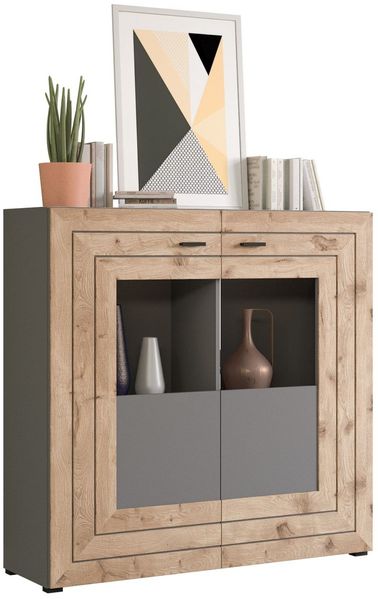 Xonox 'Freno' Highboard, Holzwerkstoff grau / nox eiche, 120 x 37 x 117 cm